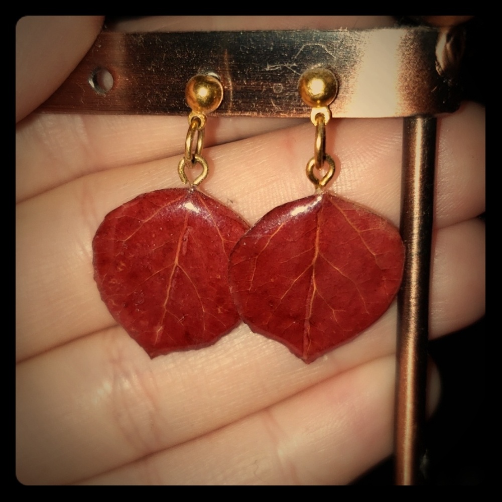 COPY - Real Aspen leaf earrings